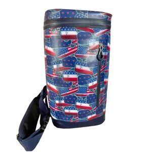 Vineyard Vines Soft 10 Can Sling Cooler Red White Blue Flag Whales Portable